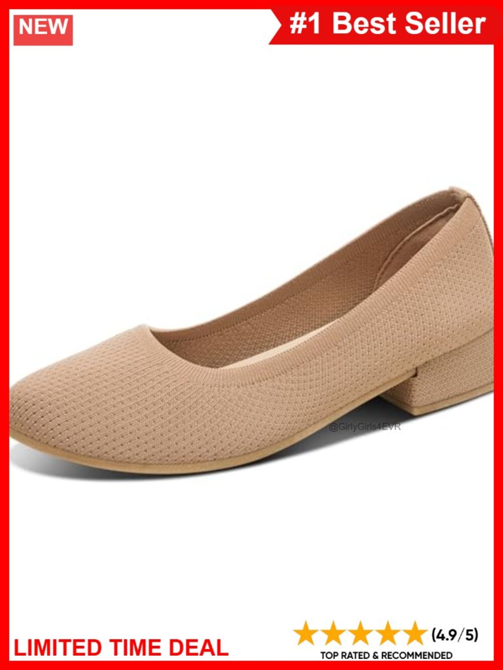Round Toe Knitted Slip-On Low Chunky Block Heel Pumps Business Casual